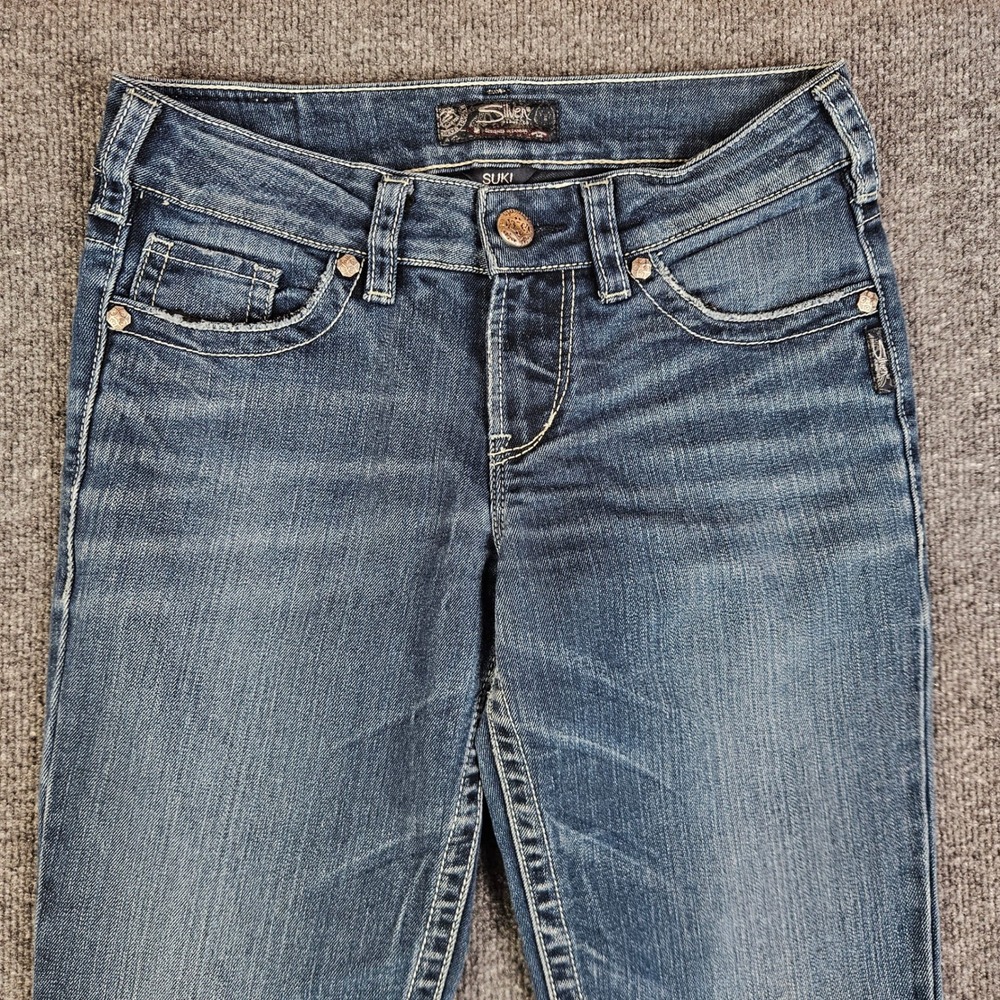 Silver Suki Bootcut Jeans Womens 28 Mid Rise Dark Wash Denim Stretch Casual Blue - Picture 9 of 10
